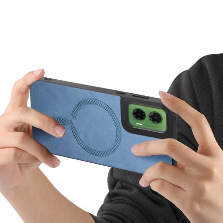 Чехол Retro MagSafe Magnetic PU на Motorola Moto G35 - синий