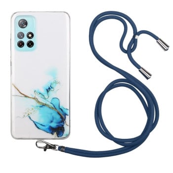 Чехол Hollow Marble Pattern with Neck для Xiaomi Redmi Note 12 Pro 4G/11 Pro Global(4G/5G)/11E Pro - синий