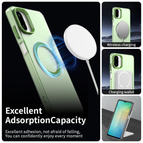 Противоударный чехол Candy Magsafe PC Hybrid TPU для Samsung Galaxy F06 5G / M06 5G - зеленый