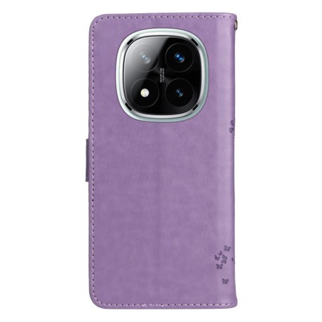 Чохол-книжка Happy Cat Pattern для Xiaomi Redmi Note 14 Pro / 14 Pro+ 5G - фіолетовий