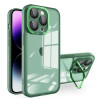 Противоударный чехол Invisible Lens Bracket Matte для iPhone 15 Pro - зеленый