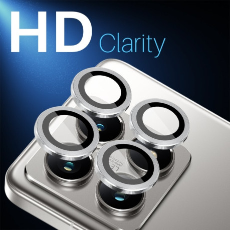 Захисне скло NORTHJO Glitter Camera Lens Protector Tempered Glass Metal Ring на Xiaomi 14T Pro 5G - сріблясте