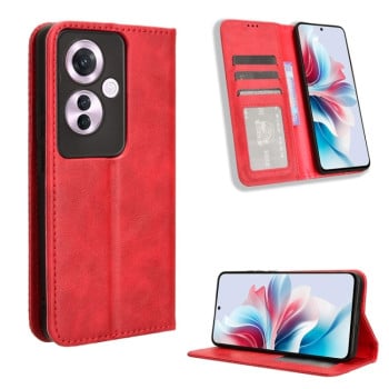 Чохол-книжка Magnetic Buckle Retro Crazy Horse Texture на OPPO Reno11 F 5G / F25 Pro 5G - червоний