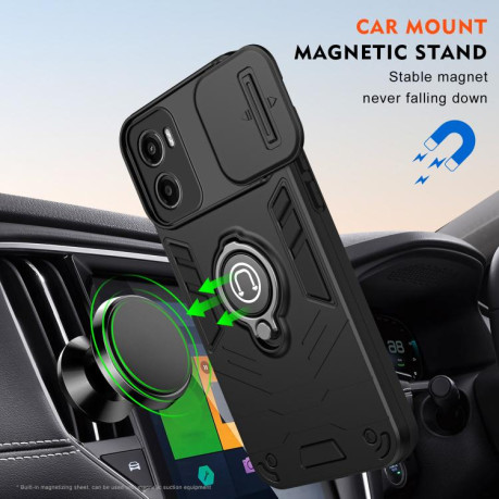 Противоударный чехол Sliding Camshield Ring Holder для Motorola Moto G05 - черный