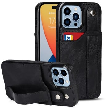 Противоударный чехол Wrist Strap Holder на iPhone 14 Pro - черный