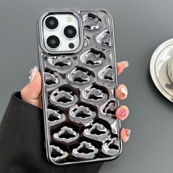 Силиконовый чехол Cloud Texture Electroplated TPU для iPhone 15 Pro - черный
