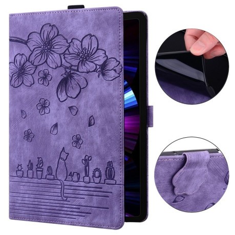 Чохол-книжка Cartoon Sakura Cat для Xiaomi Redmi Pad SE 8.7 - фіолетовий