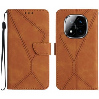 Чехол-книжка Stitching Embossed Leather для Xiaomi Redmi Note 14 Pro 4G - коричневый