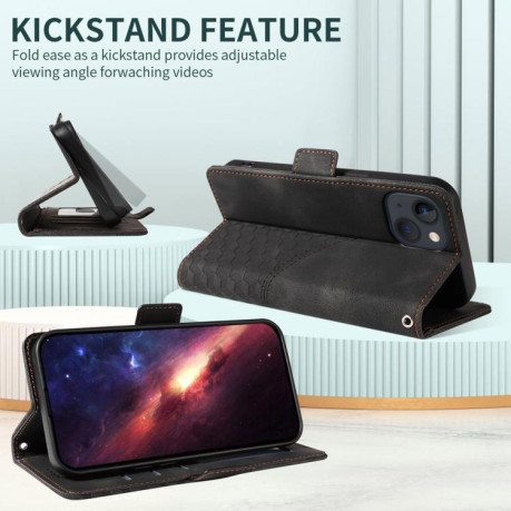 Чехол-книжка Embossed Rhombus Starry Leather для Xiaomi Redmi Note 14 4G 164.84mm - черный