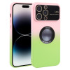 Противоударный чехол Gradient Silicone Shockproof Magsafe для iPhone 15 Pro - розово-зеленый