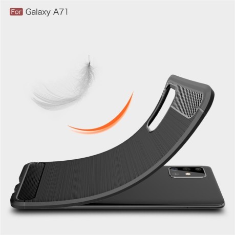 Чехол Brushed Texture Carbon Fiber на Samsung Galaxy A71 - красный