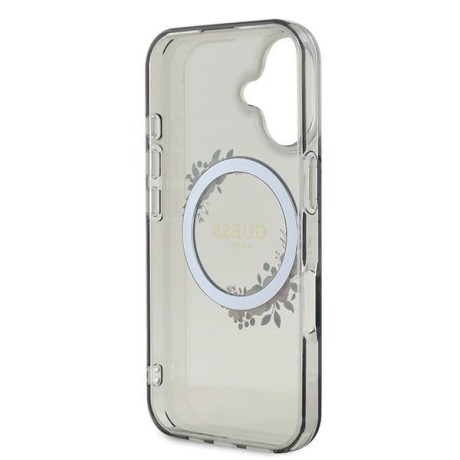 Оригінальний чохол Guess IML Flowers Wreath MagSafe для iPhone 16 - black