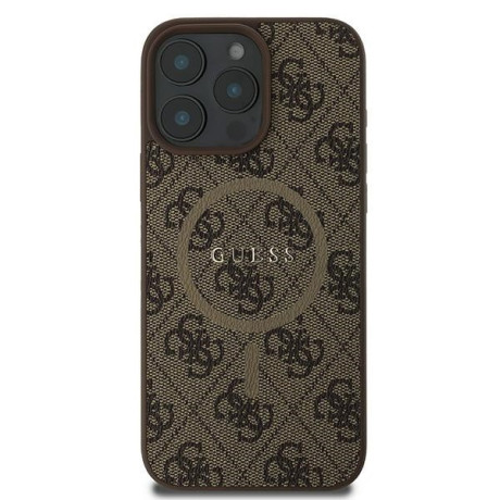 Оригинальный чехол Guess 4G Ring Classic Logo MagSafe для iPhone 16 Pro - Brown