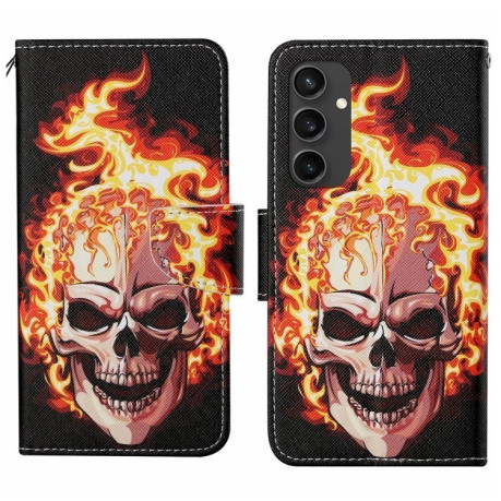 Чехол-книжка Colored Drawing Pattern для Samsung Galaxy S24 FE 5G - Skull