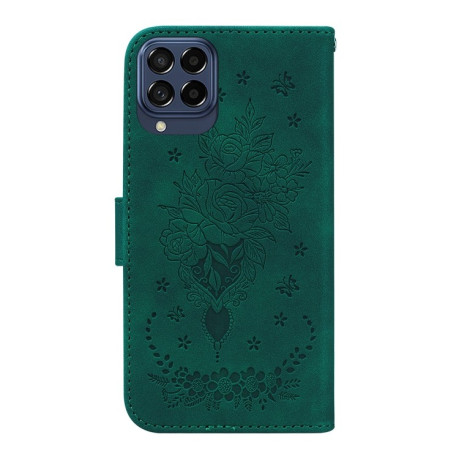 Чехол-книжка Butterfly Rose Embossed на Samsung Galaxy M53 5G - зеленый
