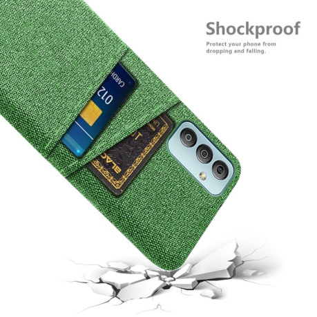 Противоударный чехол Cloth Texture with Dual Card Slots для Samsung Galaxy M23 5G - зеленый