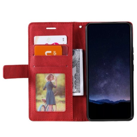 Чехол-книжка Skin Feel Splicing на Samsung Galaxy S23 FE 5G - красный