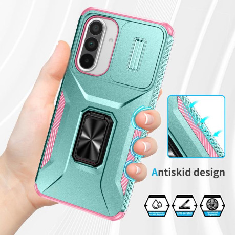 Протиударний чохол Sliding Camshield для Samsung Galaxy A36 - Grey Green + Pink