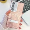 Противоударный чехол Plating Glitter Texture TPU with Lens Film для Samsung Galaxy A16 5G - Pink Feathers