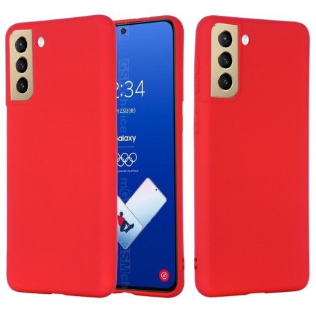 Силиконовый чехол Solid Color Liquid Silicone на Samsung Galaxy S21 FE - красный