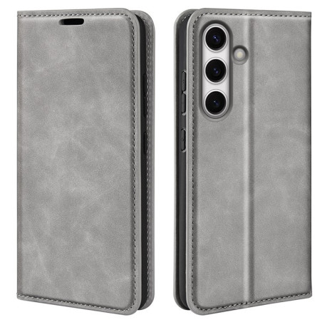 Чехол-книжка Retro Skin Feel Business Magnetic на Samsung Galaxy S24 FE 5G - серый
