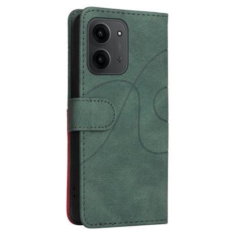 Чохол-книжка Dual-color Splicing Flip Leather на Xiaomi Redmi 15C 4G EU / 15C 5G 173.1mm - зелений