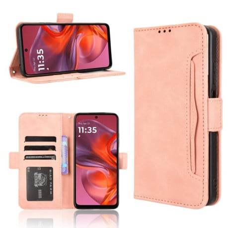 Чехол-книжка Skin Feel Calf на Motorola Moto G05 4G / E15 4G - розовый