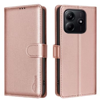 Чохол-книжка Litchi Texture RFID Anti-theft Leather для Xiaomi Redmi Note 14 4G - золотий