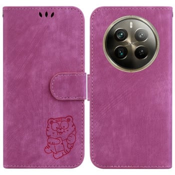 Чехол-книжка Little Tiger Embossed Leather на Realme 12 Pro / 12 Pro+ - пурпурно-красный