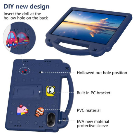 Противоударный чехол EVA Handle Kickstand Children для Xiaomi Redmi Pad 2 11 2025 - синій