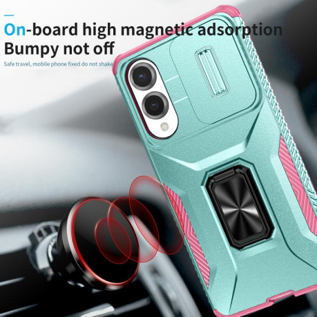 Противоударный чехол Sliding Camshield для Samsung Galaxy S25 Edge 5G - Pink + Grey Green