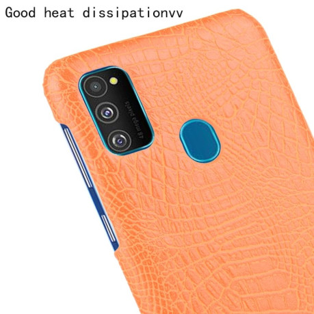 Ударопрочный чехол Crocodile Texture на Samsung Galaxy M21/M30s - оранжевый