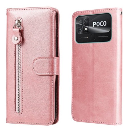 Чехол-книжка Fashion Calf Texture для Xiaomi Poco C40/Redmi 10c - розовое золото