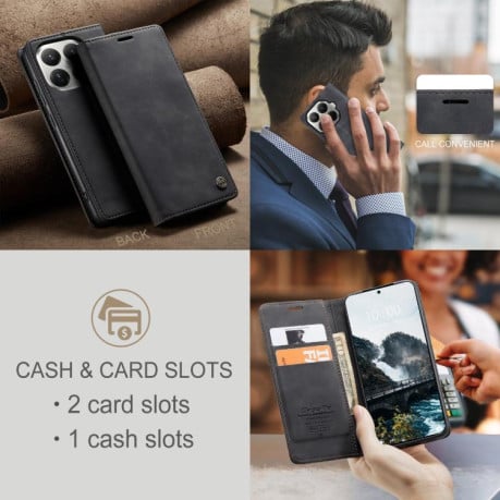 Чехол-книжка CaseMe-013 многофункциональный с кармашком на карт на Xiaomi 15T Pro - черный