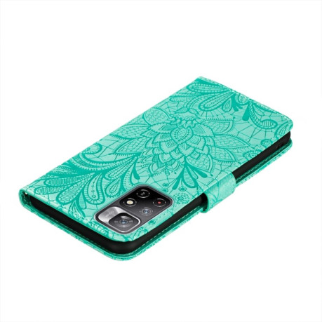 Чехол-книжка Lace Flower для Xiaomi Redmi Note 11 / Poco M4 Pro - зеленый