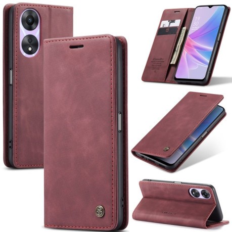 Чехол CaseMe-013 Multifunctional на OPPO A58 5G - винно-красный
