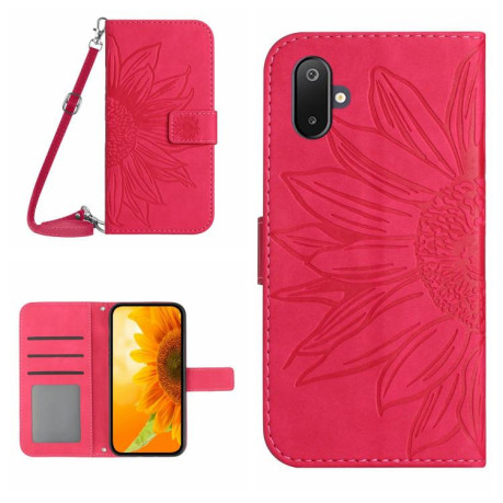Чехол-книжка Skin Feel Sun Flower для Samsung Galaxy F06 5G / M06 5G - пурпурно-красный