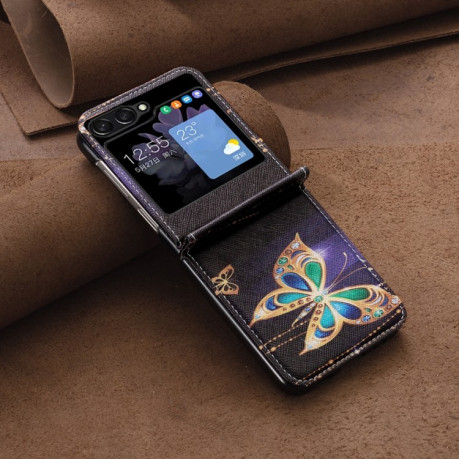 Чехол-книжка Colored Drawing Pattern для Samsung Galaxy Flip 5 - Big Butterfly