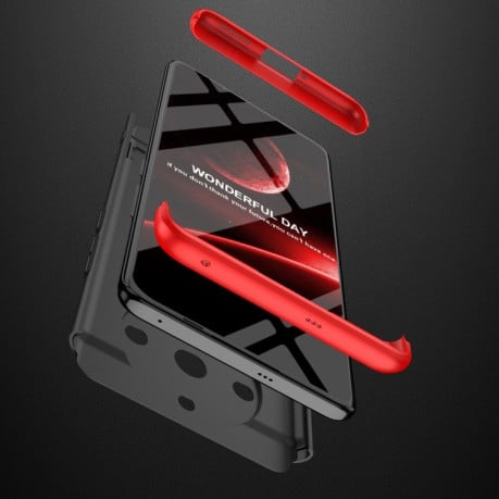 Протиударний чохол GKK Three Stage with Stand на Realme 11 Pro / 11 Pro+ - чорно-червоний