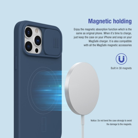 Силиконовый чехол NILLKIN CamShield (MagSafe) для iPhone 13 Pro Max- синий