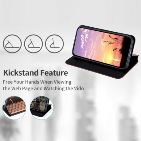 Чохол-книжка Stylus Cubic Grid Flip Leather на Motorola Edge 60 - коричневий