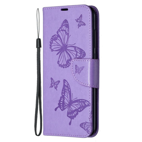 Чехол-книжка Butterflies Pattern на Xiaomi Redmi 10X / Note 9 - фиолетовый
