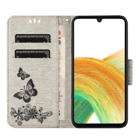 Чохол-книжка Embossed Butterfly для Samsung Galaxy A35 - сірий