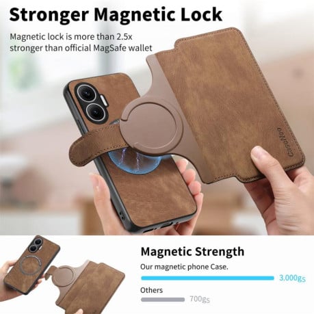Чехол-книжка CaseNeo MagSafe RFID Anti-theft Retro Leather на Xiaomi Redmi Turbo 4 Pro / Poco F7 5G - коричневый