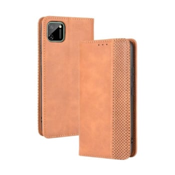 Чохол-книжка Magnetic Buckle Retro Crazy Horse Texture на Realme C11 - коричневий