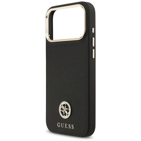 Оригинальный чехол Guess Grained Strass Logo с MagSafe на iPhone 17 Pro Max - black
