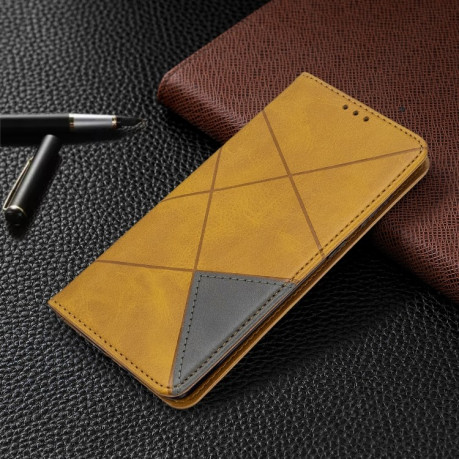 Чехол-книжка Rhombus Texture на Samsung Galaxy S20 -желтый