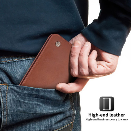 Кожаный универсальный чехол-кошелек POLA для iPhone - коричневый