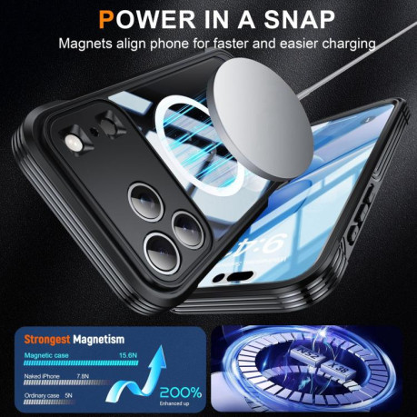 Двосторонний противоударный чехол Life Waterproof MagSafe Magnetic Rugged для iPhone 17 Pro Max - черный