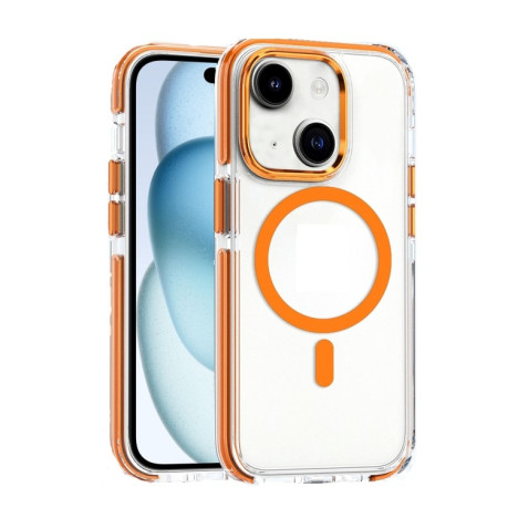 Чохол Dual-color MagSafe TPU Hybrid для iPhone 15 – помаранчевий